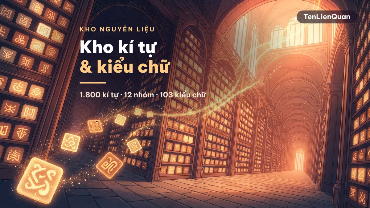 Kho 1.800 kí tự đặc biệt và 103 kiểu chữ trên TenLienQuan