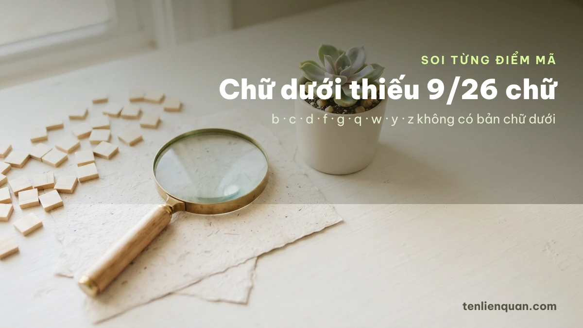 Chữ dưới thiếu chữ cái Chữ dưới Unicode thiếu 9 trên 26 chữ cái