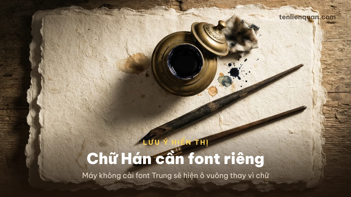 Chữ Hán cần font Chữ Hán cần font riêng nếu không sẽ hiện ô vuông