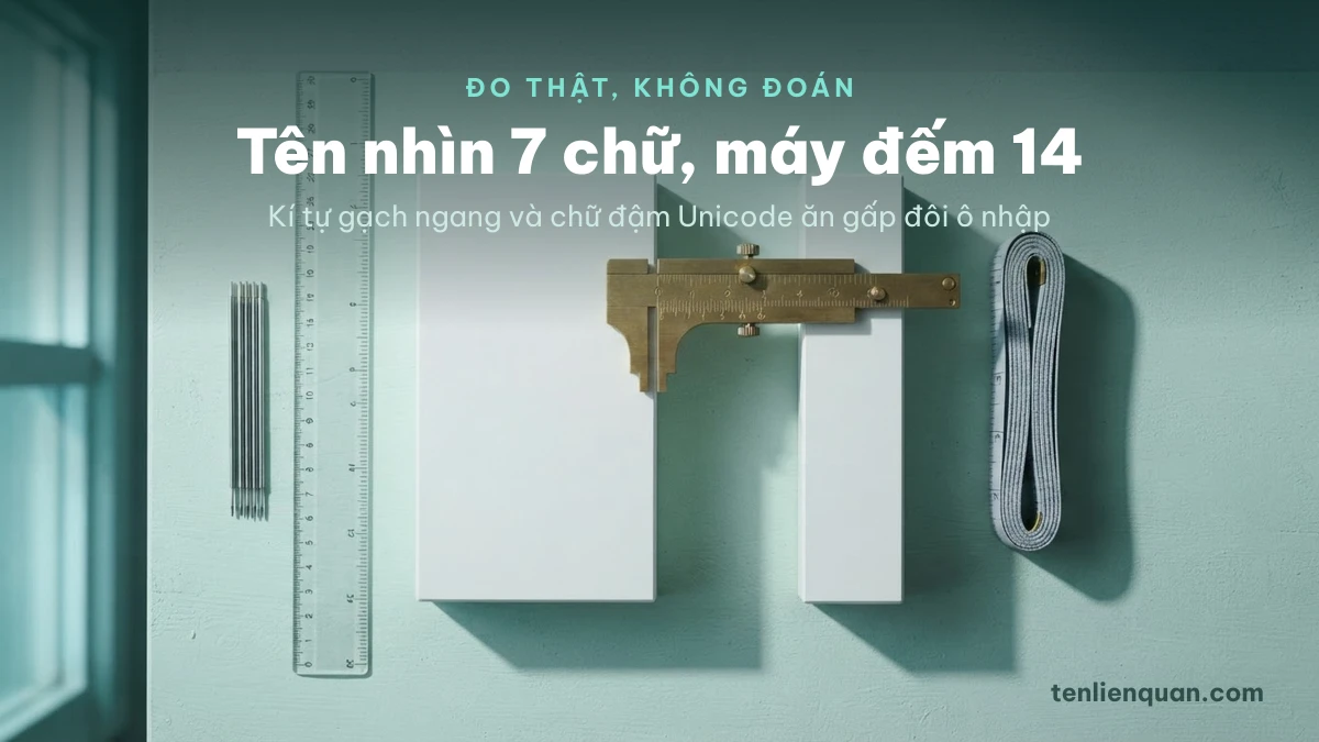 Tên Liên Quân dài bao nhiêu ký tự Đo độ dài tên Liên Quân có kí tự đặc biệt theo điểm mã Unicode