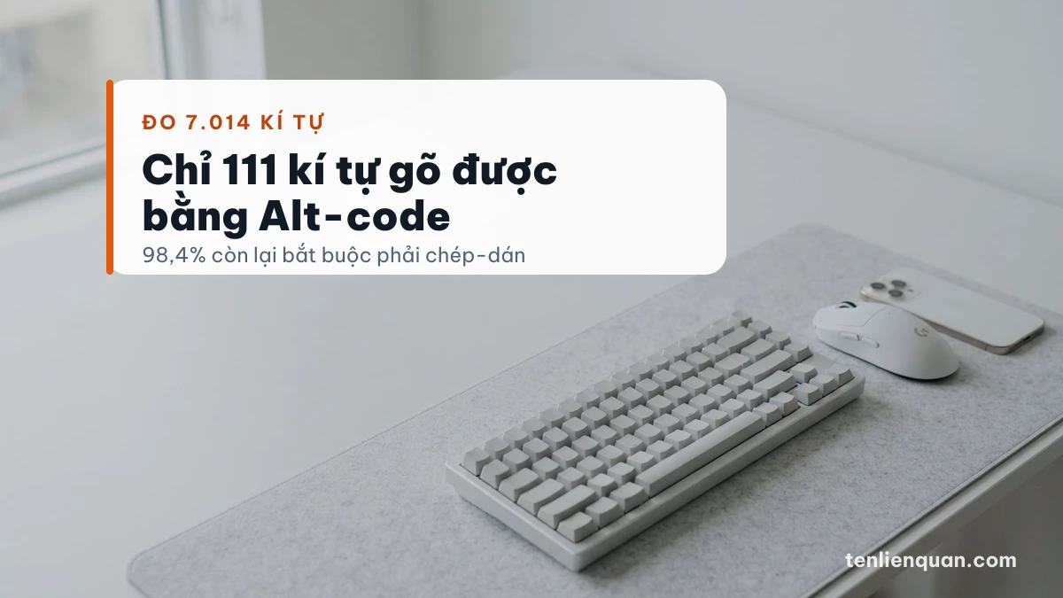 Đo số kí tự đặc biệt gõ được bằng bàn phím máy tính