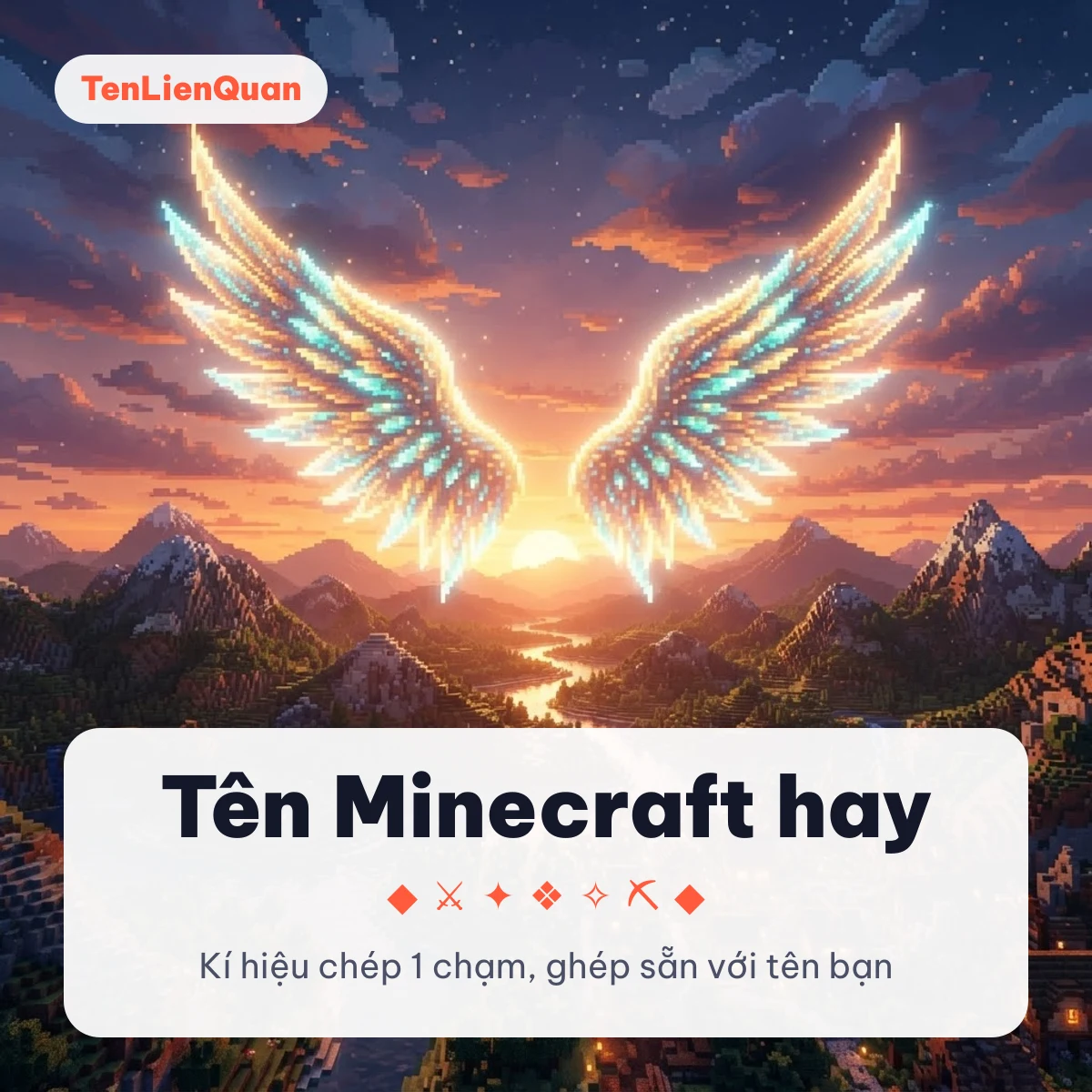 Tên Minecraft hay Tên Minecraft hay với kí hiệu kim cương, cuốc và kiếm
